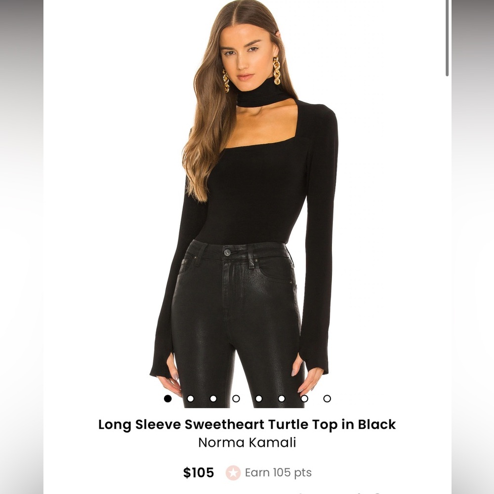 Long Sleeve Sweetheart Turtle Top in Black / Norma Kamali size M